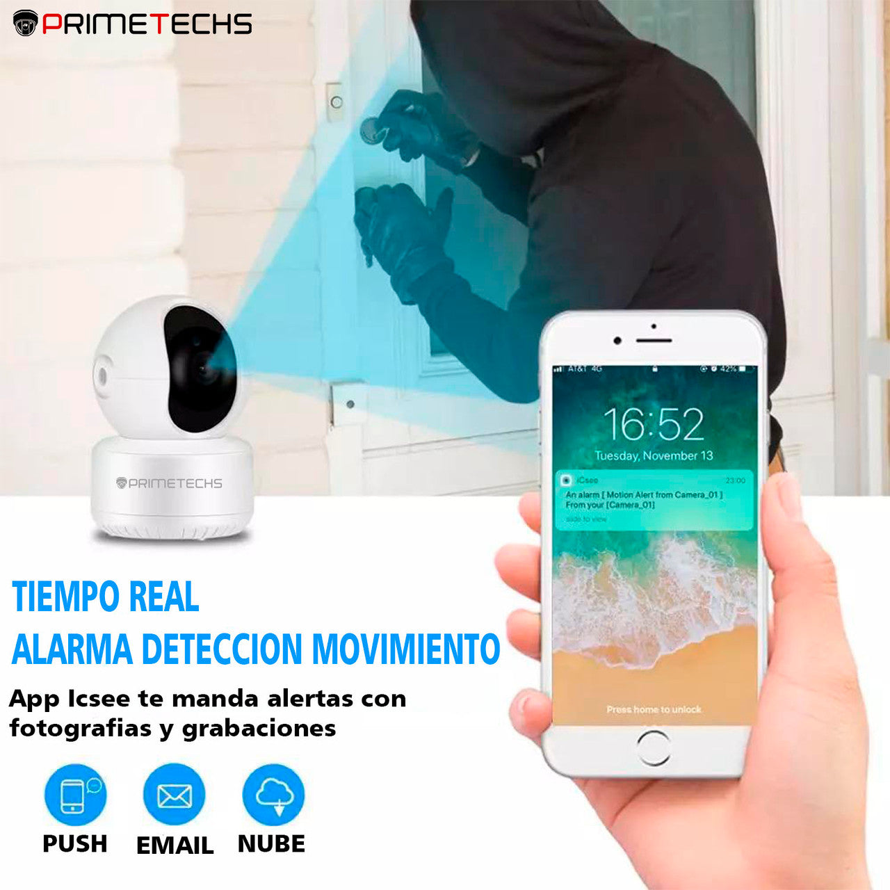 Cámara IP WIFI PT 3 megapíxeles Robot interior,