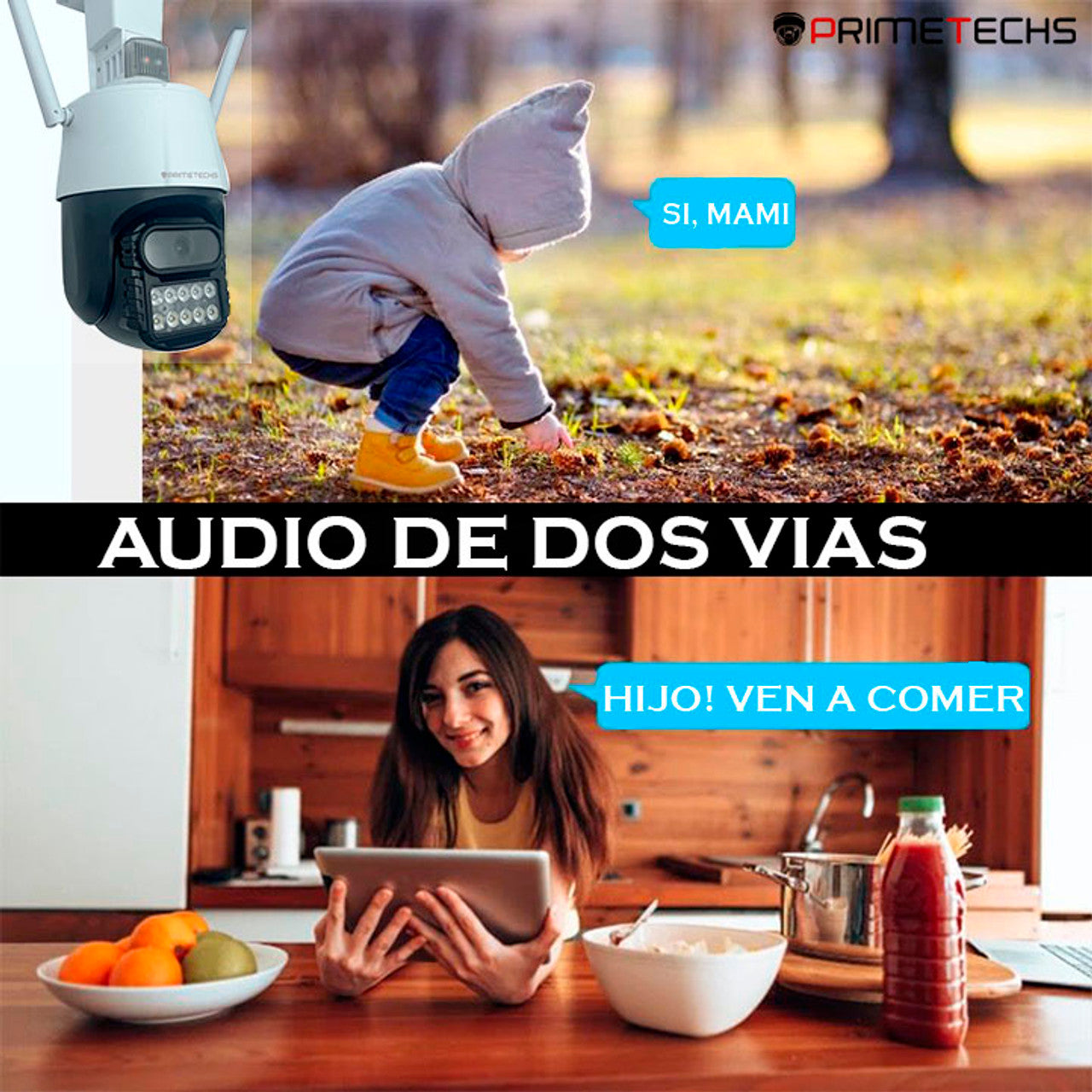 Cámara IP WIFI y Cable RJ45, PT 4MP Alarma y Estrobo, Fullcolor , detección y auto seguimiento humano, audio bidireccional. Inteligencia Artificial y grabación en nube(Opcional)