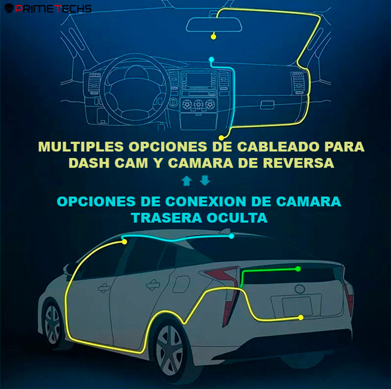 Dashcam para automovil de tres camaras