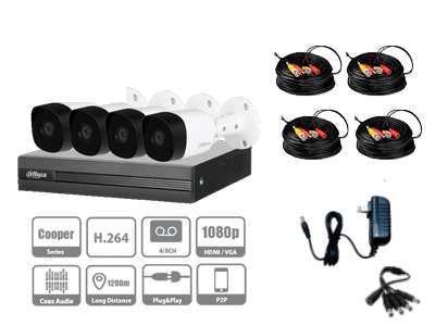 DAHUA KITXVR1B04-I1MP - Kit de 4 Canales 1 Megapixel