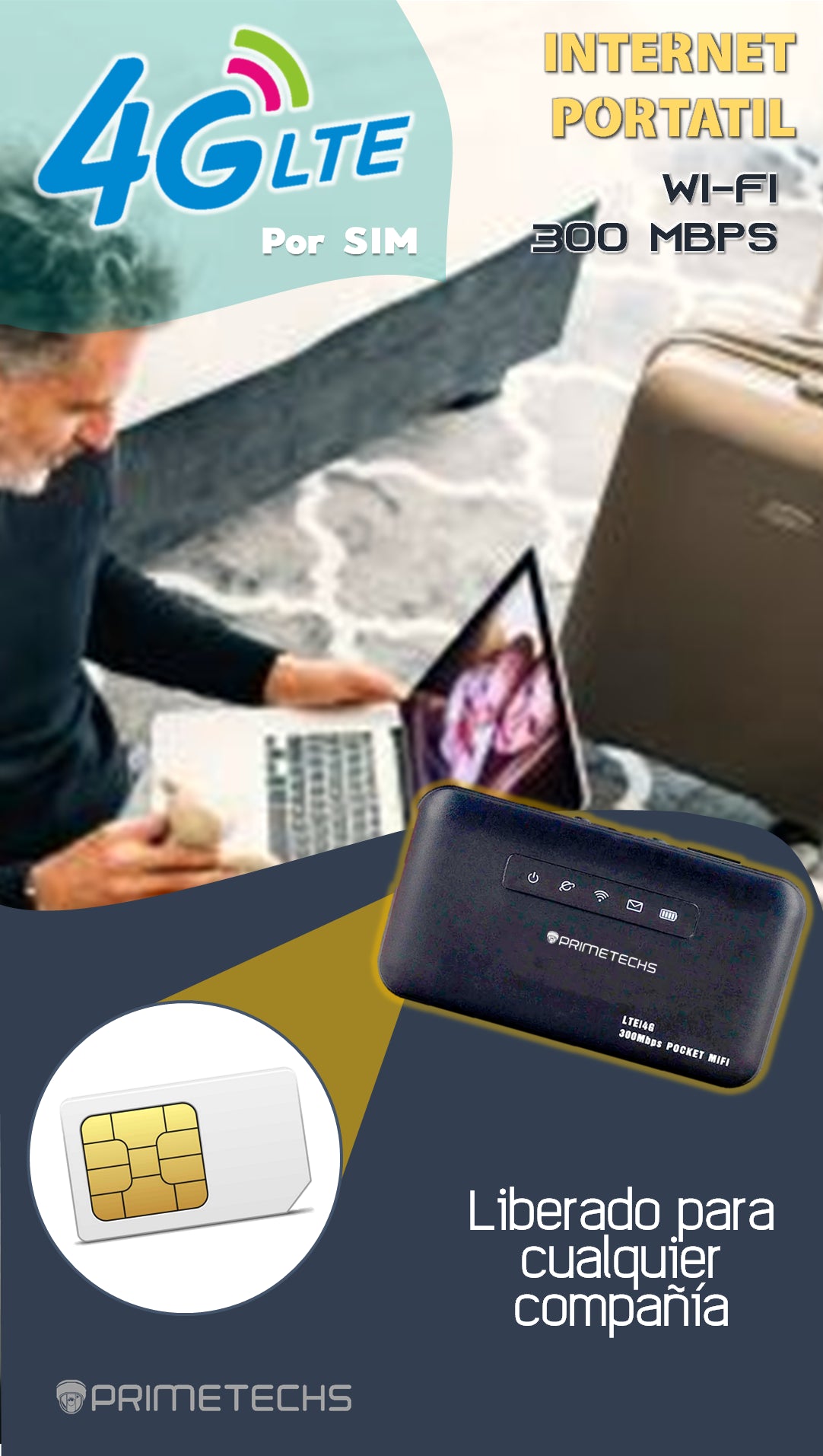 Enrutador Modem, MIFI, Internet Wi-Fi móvil, SIM 4G LTE de cualquier compañía celular