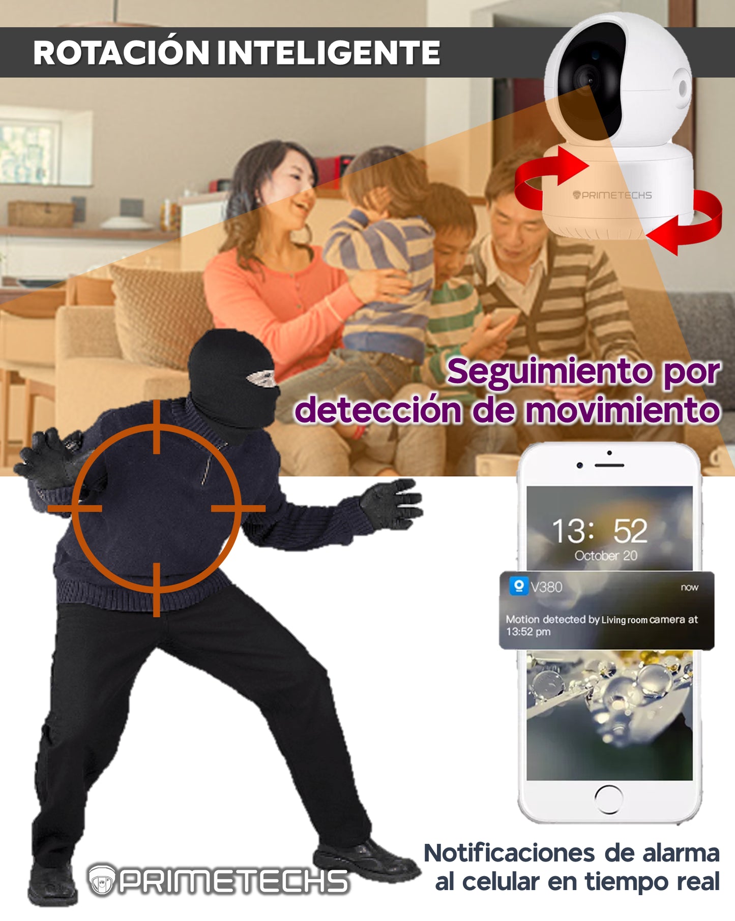 Cámara IP WIFI PT 3 megapíxeles Robot interior,