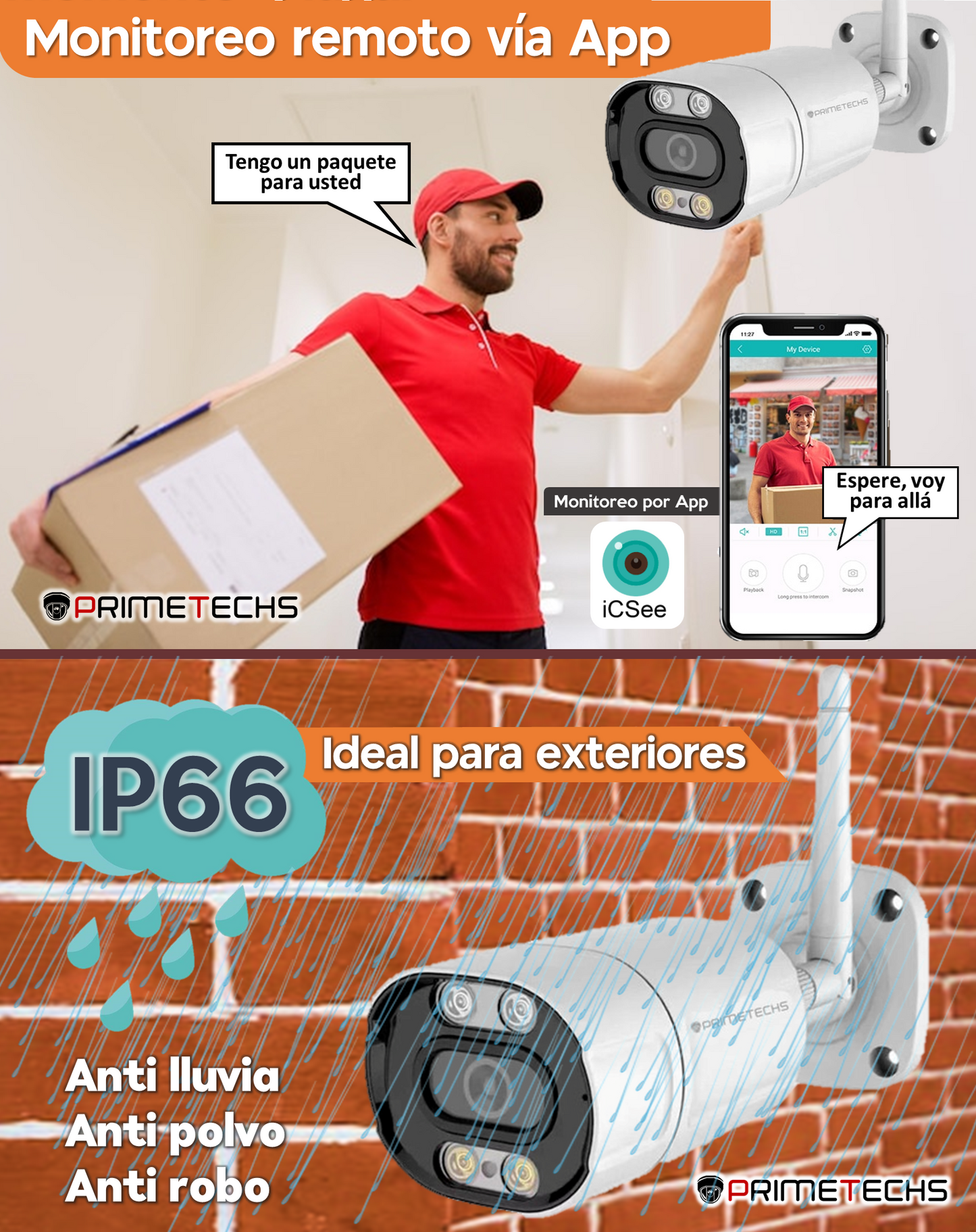 Cámara IP WIFI y cable LAN RJ45 Bala 2 megapixeles, para exteriores