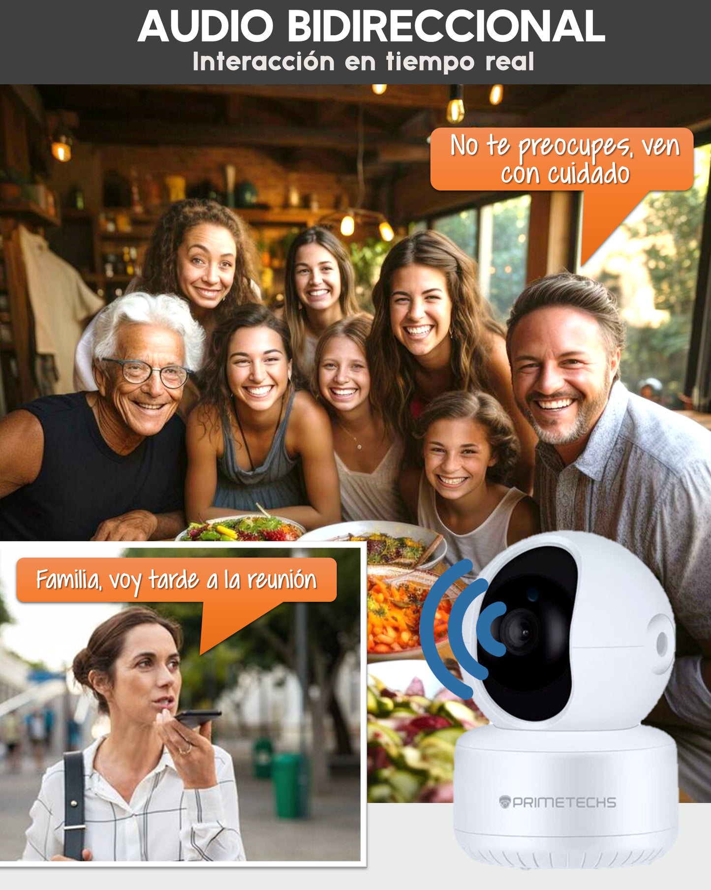 Cámara IP WIFI PT 3 megapíxeles Robot interior,