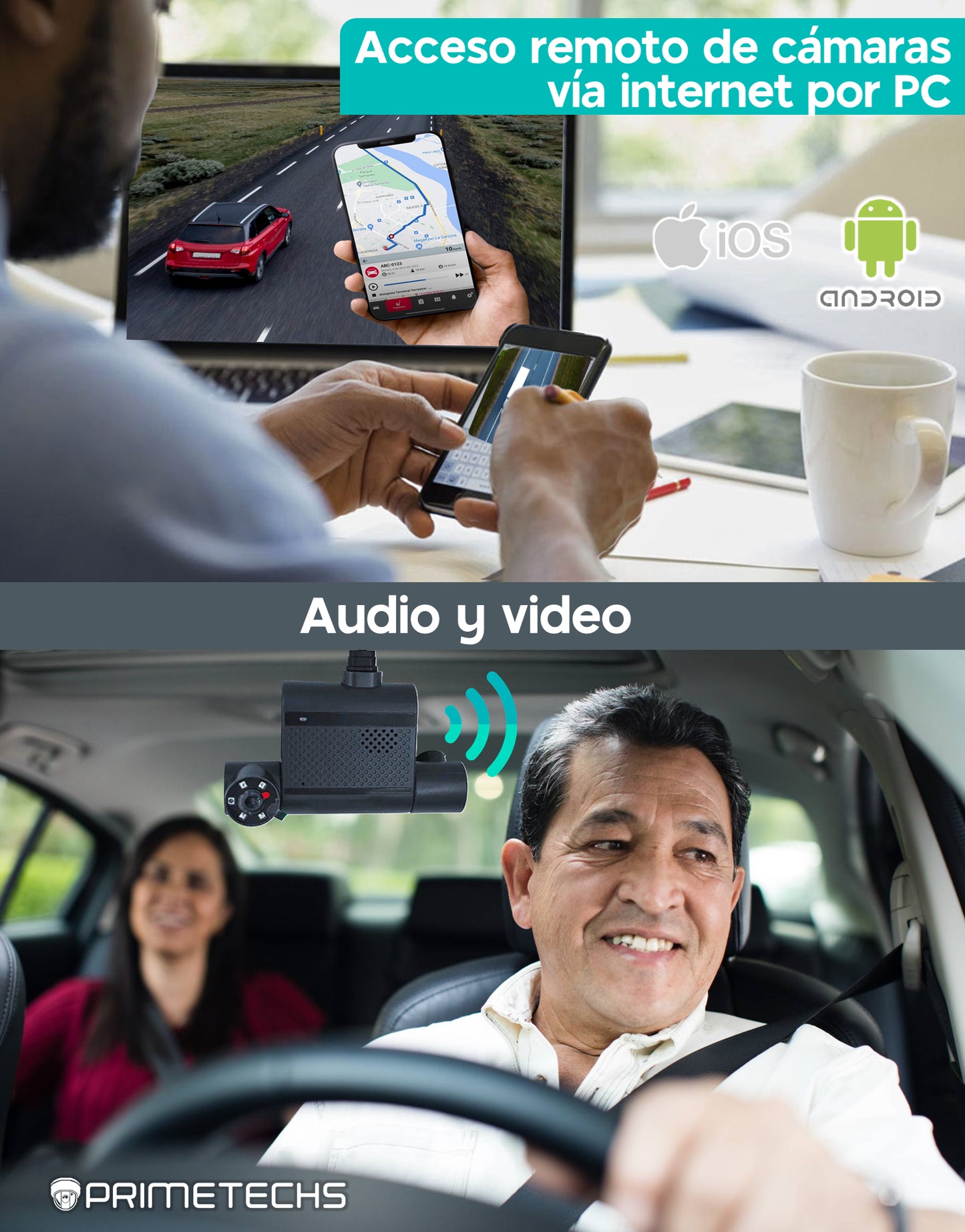 DashCam 4G-GPS, Cámara doble lente frente e interior para automóvil, camión