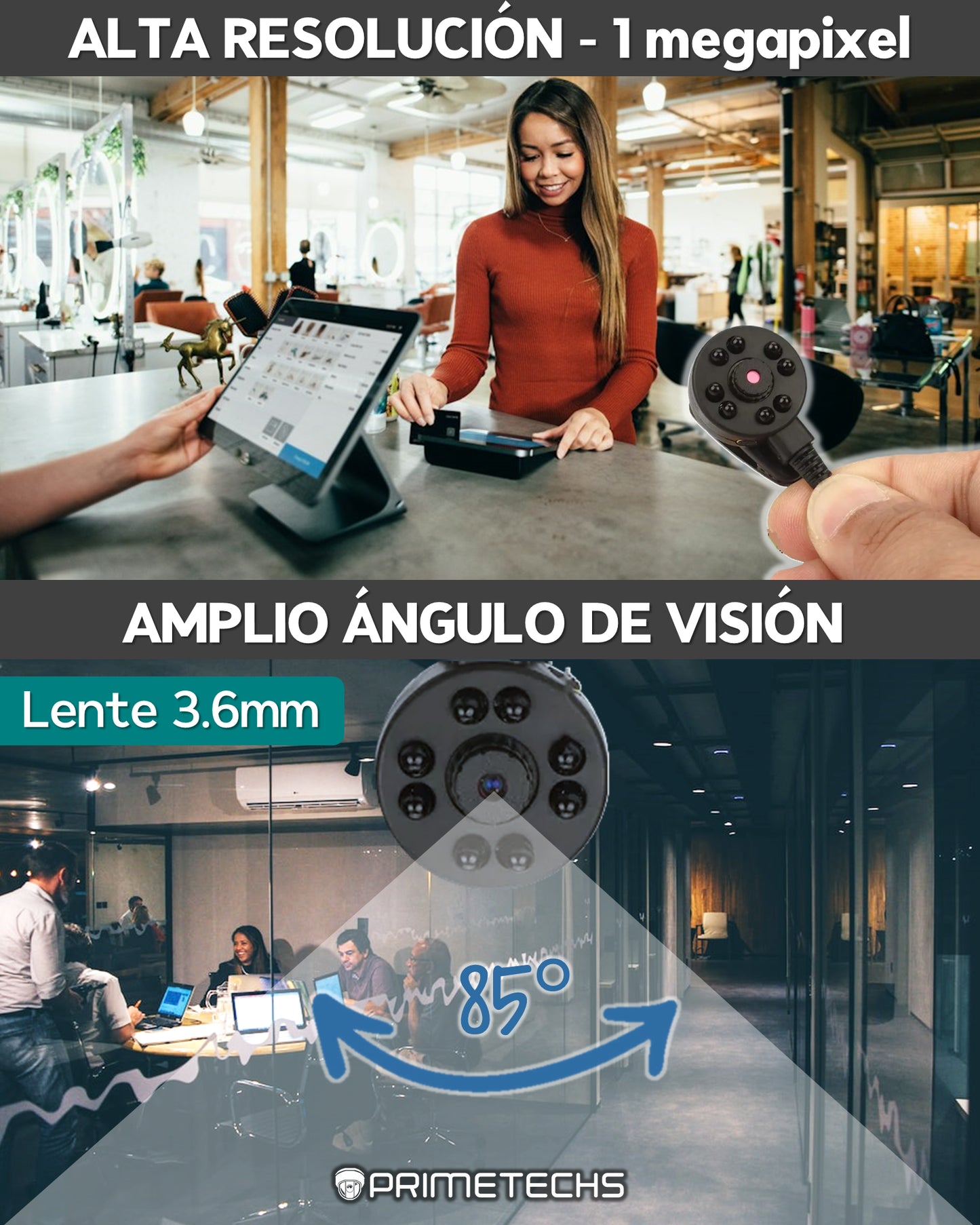 Cámara mini 1 mp /720p para DVR, IR indetectable, micrófono integrado