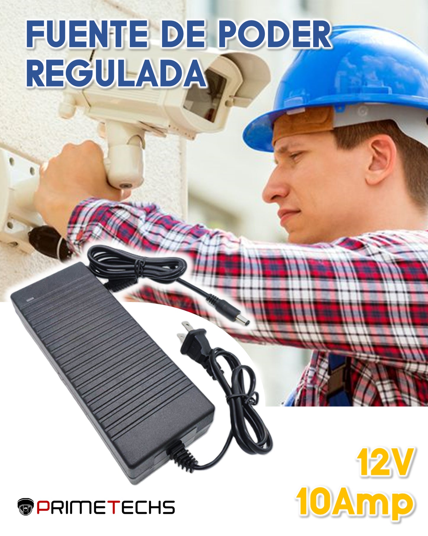 Fuente de poder regulada 12V CD / 10 Amperes / para equipos de CCTV